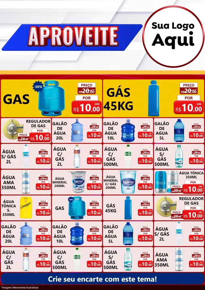 Modelo de Encarte para Encarte A4 Vertical com o tema Aproveite para Água e gás