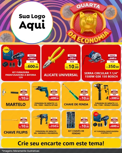 Modelo de Rede Social para Feed Instagram com o tema Quarta da Economia para Maquinas e Ferramentas