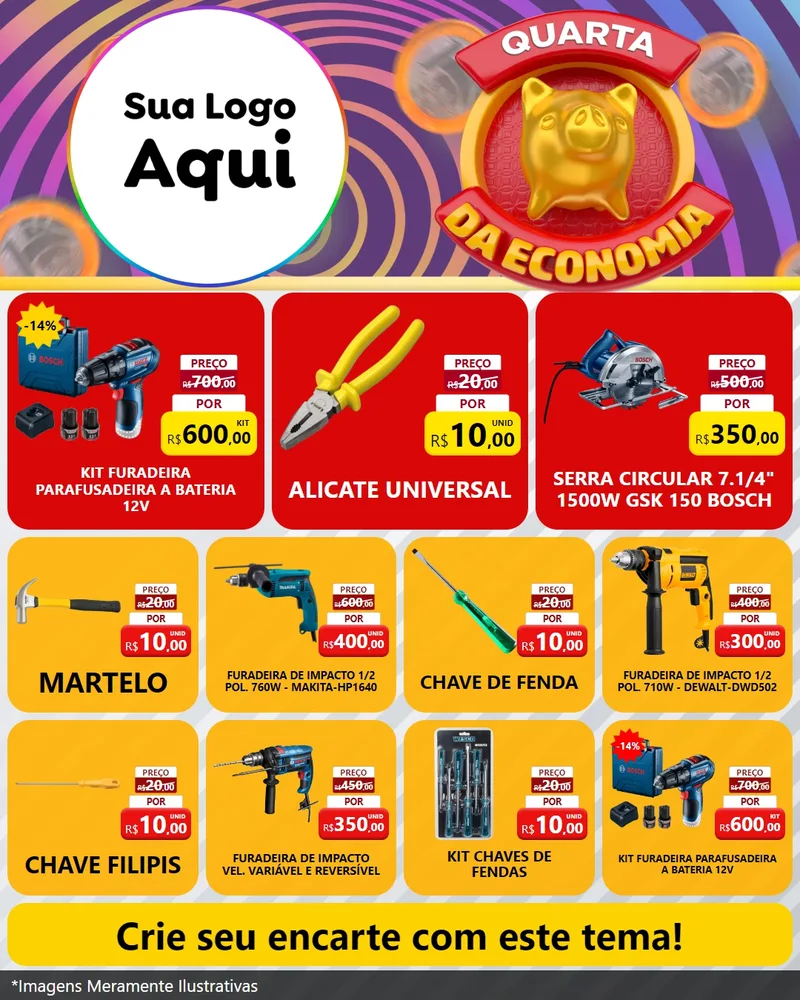 Modelo de Rede Social para Feed Instagram com o tema Quarta da Economia para Maquinas e Ferramentas