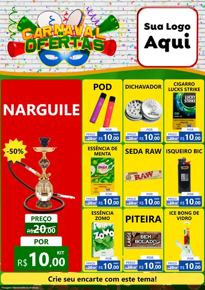 Modelo de Encarte para Encarte A4 Vertical com o tema Carnaval de Ofertas para Tabacaria