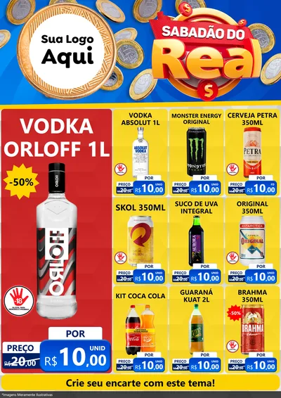 Modelo de Encarte para Encarte A4 Vertical com o tema Sabadão do Real para Distribuidora de bebidas