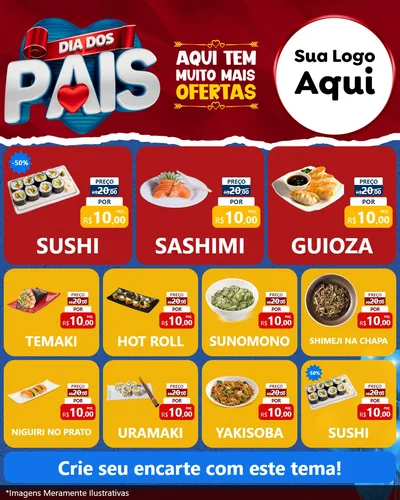 Modelo de Rede Social para Feed Instagram com o tema Dia dos Pais para Comida japonesa