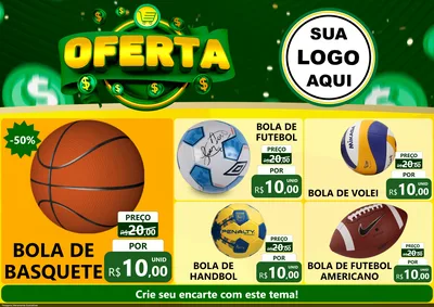Modelo de Encarte para Encarte A4 Horizontal com o tema Oferta para Artigos Esportivos