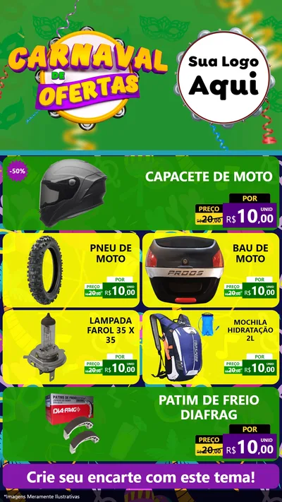 Modelo de TV para TV Vertical com o tema Carnaval de Ofertas para Moto peças