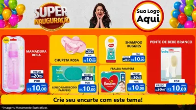 Modelo de TV para TV Horizontal com o tema Super Inauguração para Bebês