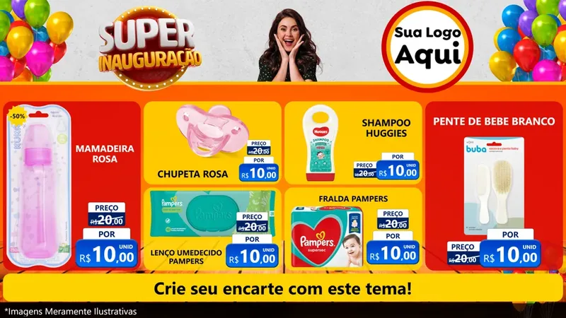 Modelo de TV para TV Horizontal com o tema Super Inauguração para Bebês