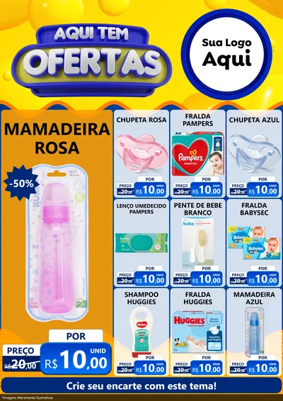 Modelo de Encarte para Encarte A4 Vertical com o tema Aqui Tem Ofertas para Bebês