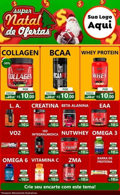 Modelo de Encarte para Encarte Grande com o tema Super Natal de Ofertas para Suplementos alimentares