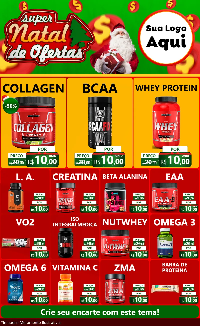 Modelo de Encarte para Encarte Grande com o tema Super Natal de Ofertas para Suplementos alimentares