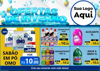 Modelo de Encarte para Encarte A4 Horizontal com o tema Ofertas de Inverno para Produtos de Limpeza
