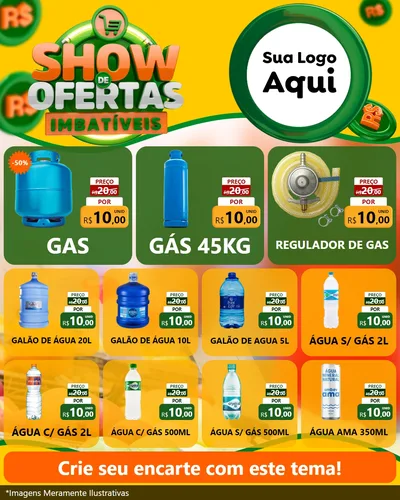 Modelo de Rede Social para Feed Instagram com o tema Show de Ofertas Imbatíveis para Água e gás