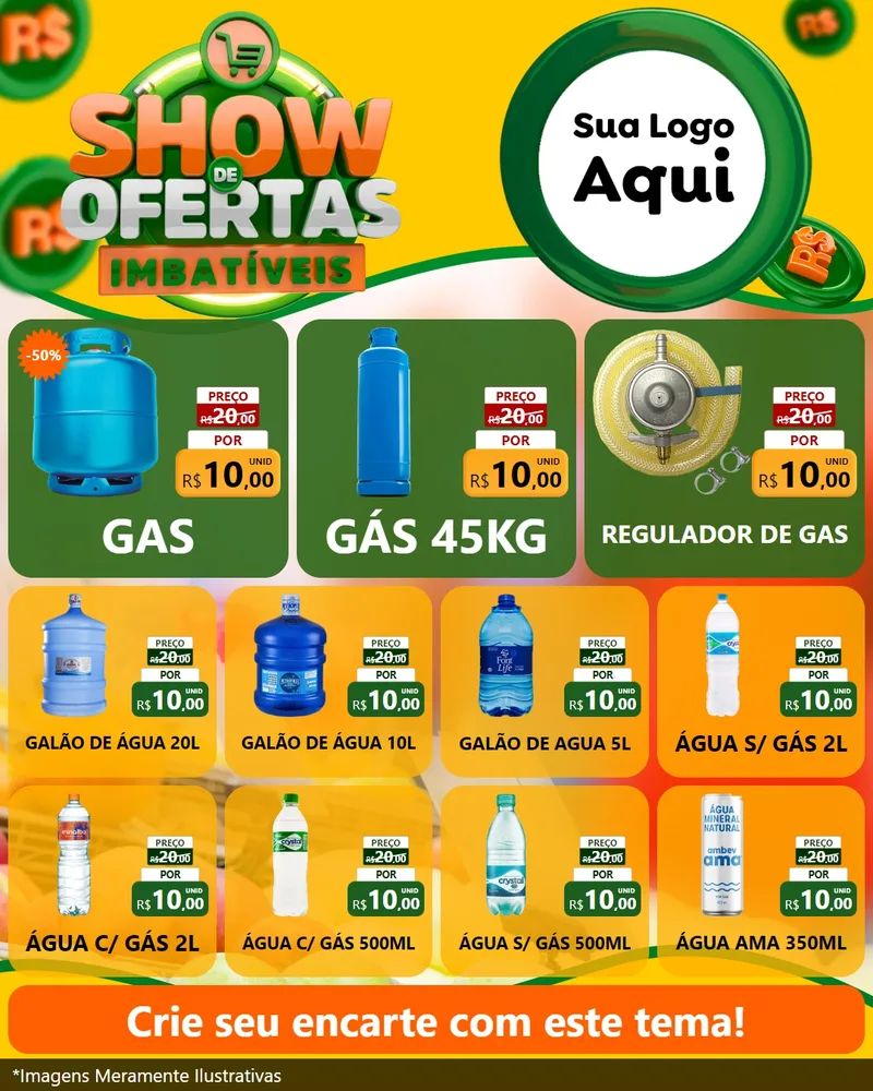 Modelo de Rede Social para Feed Instagram com o tema Show de Ofertas Imbatíveis para Água e gás