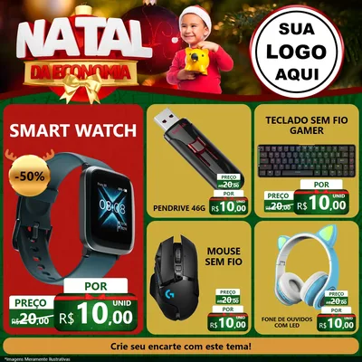 Modelo de Rede Social para Feed Facebook com o tema Natal da Economia para Informática