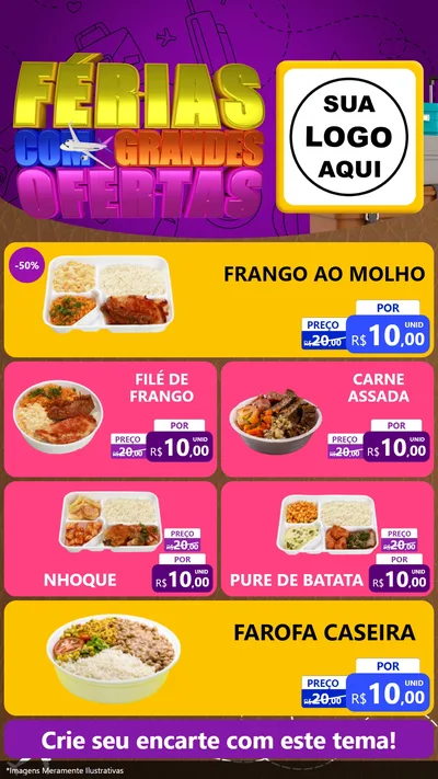 Modelo de TV para TV Vertical com o tema Férias com Grandes Ofertas para Restaurante
