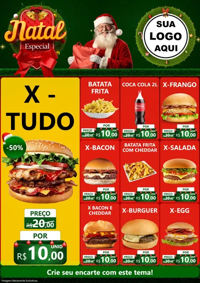 Modelo de Encarte para Encarte A4 Vertical com o tema Natal Especial para Hamburgueria