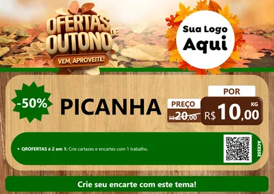 Modelo de Cartaz para Cartaz A4 Horizontal com o tema Ofertas de Outono - Vem, Aproveite! para Açougue