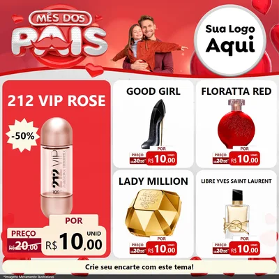 Modelo de Rede Social para Feed Facebook com o tema Mês dos Pais para Perfumes