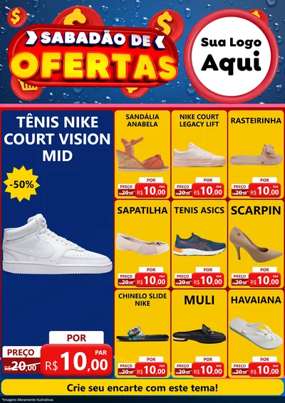Modelo de Encarte para Encarte A4 Vertical com o tema Sabadão de Ofertas para Calçados