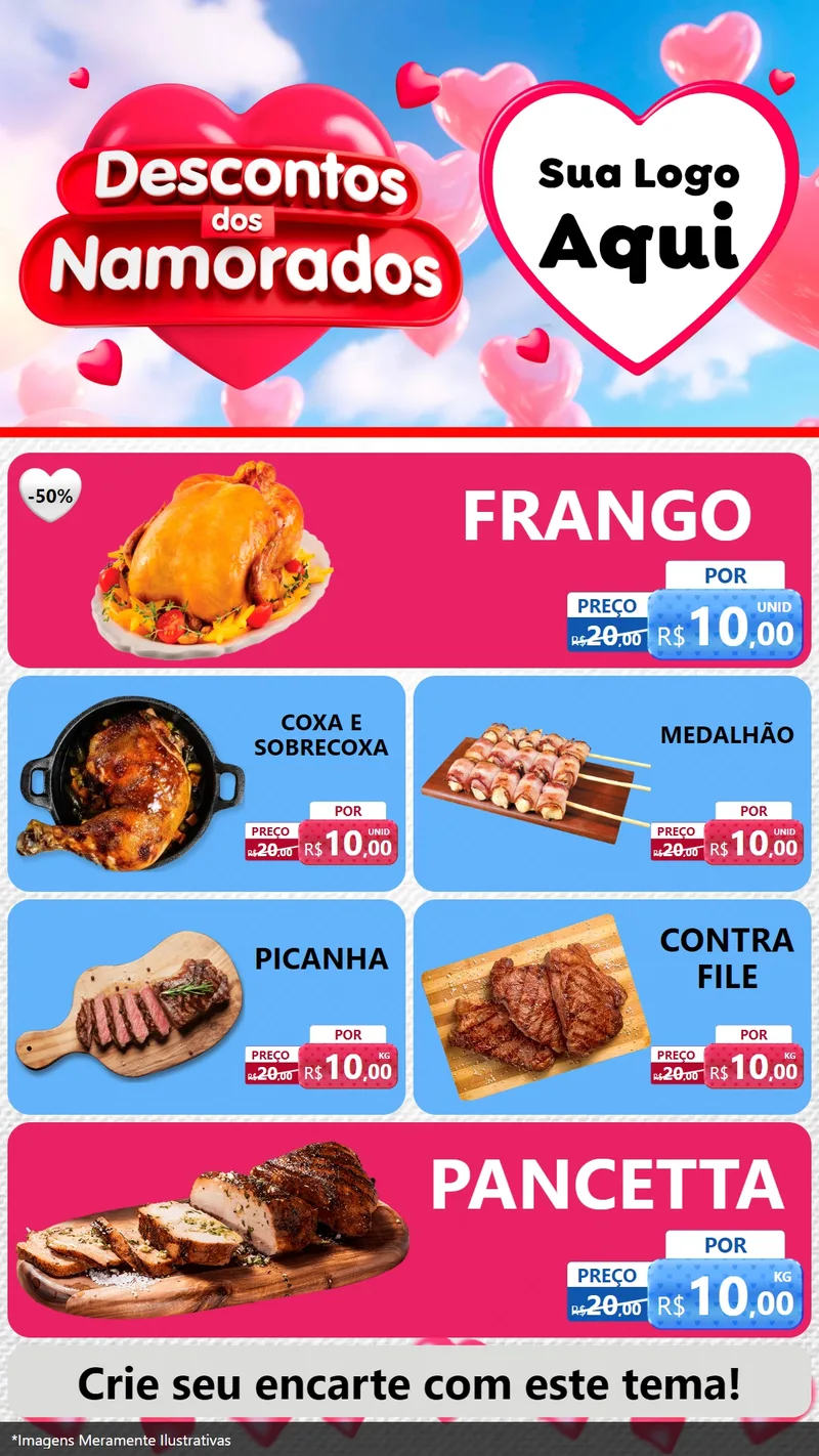 Modelo de TV para TV Vertical com o tema Descontos dos Namorados para Assados