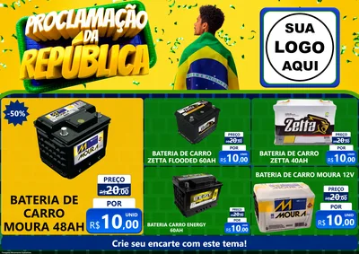 Modelo de Encarte para Encarte A4 Horizontal com o tema Proclamação da República para Baterias Elétricas