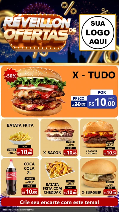 Modelo de Rede Social para Stories com o tema Réveillon de Ofertas para Hamburgueria