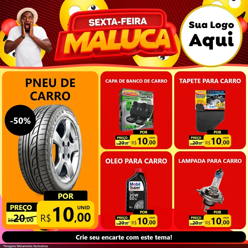 Modelo de Rede Social para Feed Facebook com o tema Sexta-feira Maluca para Auto peças