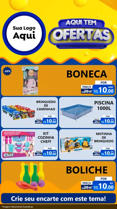 Modelo de TV para TV Vertical com o tema Aqui Tem Ofertas para Brinquedos