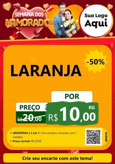 Modelo de Cartaz para Cartaz A4 Vertical com o tema Semana dos Namorados para Hortifrúti