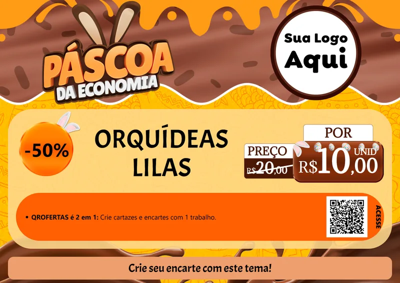 Modelo de Cartaz para Cartaz A4 Horizontal com o tema Páscoa da Economia para Floricultura e jardim