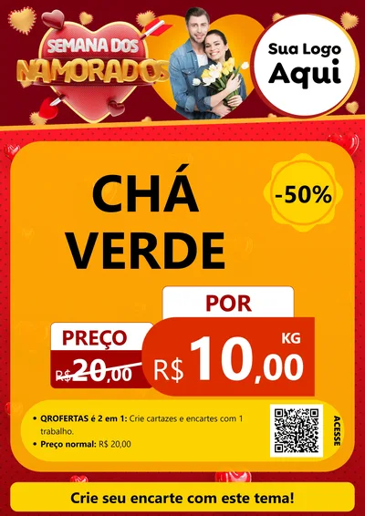 Modelo de Cartaz para Cartaz A4 Vertical com o tema Semana dos Namorados para Produtos Naturais