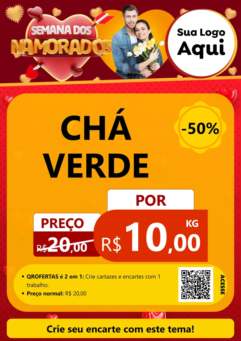 Modelo de Cartaz para Cartaz A4 Vertical com o tema Semana dos Namorados para Produtos Naturais