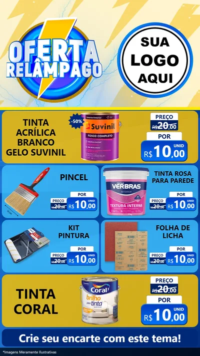 Modelo de TV para TV Vertical com o tema Oferta Relâmpago para Tintas e Ferramentas