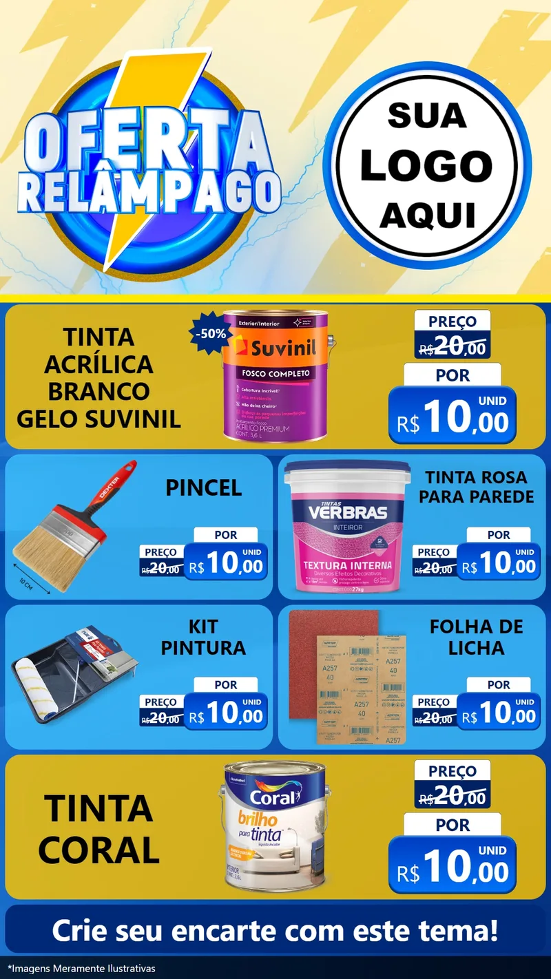Modelo de TV para TV Vertical com o tema Oferta Relâmpago para Tintas e Ferramentas