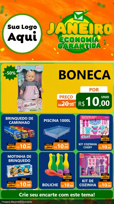 Modelo de Rede Social para Stories com o tema Janeiro - Economia Garantida para Brinquedos