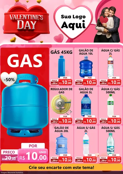 Modelo de Encarte para Encarte A4 Vertical com o tema Valentine's Day para Água e gás