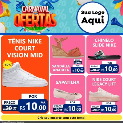 Modelo de Rede Social para Feed Facebook com o tema Carnaval de Ofertas para Calçados