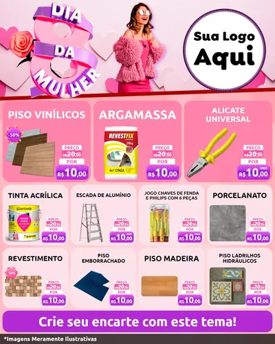 Modelo de Rede Social para Feed Instagram com o tema Dia da Mulher para Material para Construção