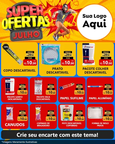 Modelo de Rede Social para Feed Instagram com o tema Super Ofertas Julho para Embalagens