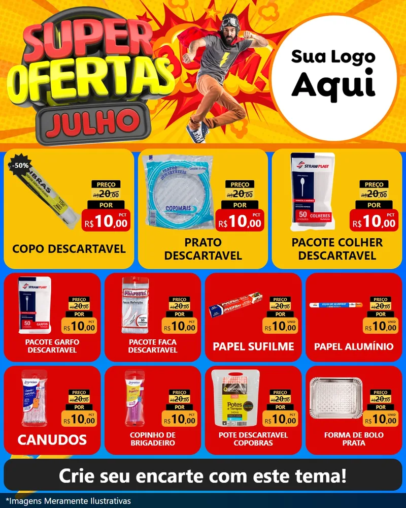 Modelo de Rede Social para Feed Instagram com o tema Super Ofertas Julho para Embalagens
