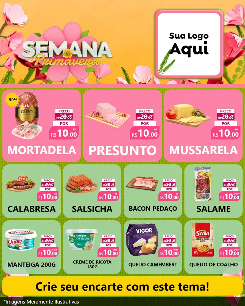 Modelo de Rede Social para Feed Instagram com o tema Semana da Primavera para Frios e Laticínios