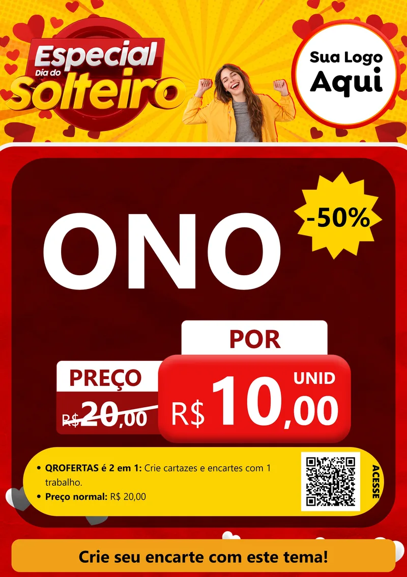 Modelo de Cartaz para Cartaz A4 Vertical com o tema Especial Dia do Solteiro para Óticas
