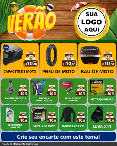 Modelo de Rede Social para Feed Instagram com o tema Verão para Moto peças