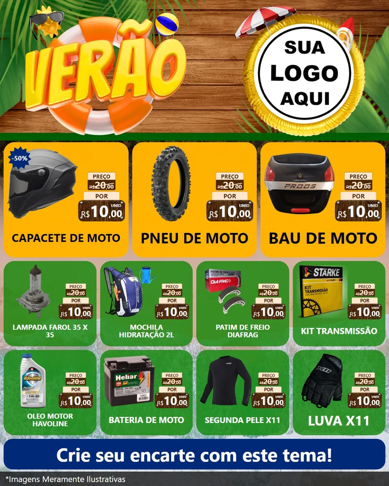 Modelo de Rede Social para Feed Instagram com o tema Verão para Moto peças