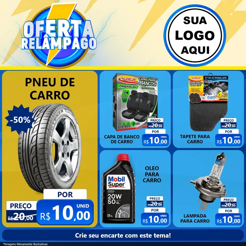 Modelo de Rede Social para Feed Facebook com o tema Oferta Relâmpago para Auto peças