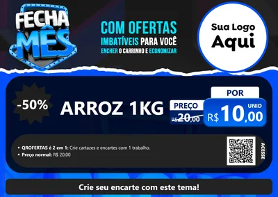 Modelo de Cartaz para Cartaz A4 Horizontal com o tema Fecha Mês para Supermercado