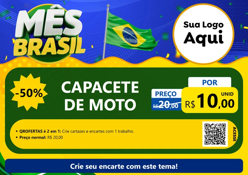 Modelo de Cartaz para Cartaz A4 Horizontal com o tema Mês do Brasil para Moto peças