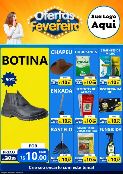 Modelo de Encarte para Encarte A4 Vertical com o tema Ofertas de Fevereiro para Agropecuária