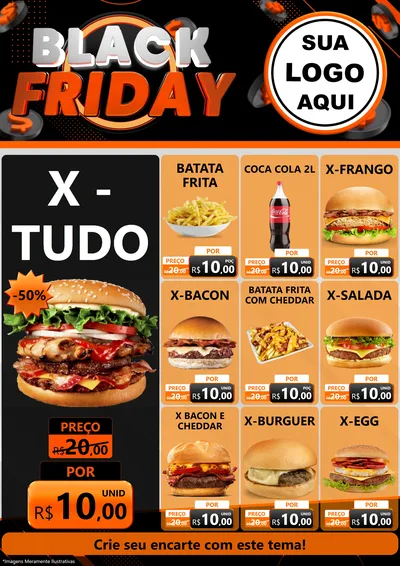 Modelo de Encarte para Encarte A4 Vertical com o tema Black Friday para Hamburgueria