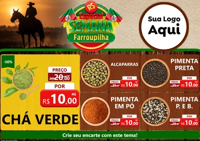 Modelo de Encarte para Encarte A4 Horizontal com o tema Especial Semana Farroupilha para Produtos Naturais