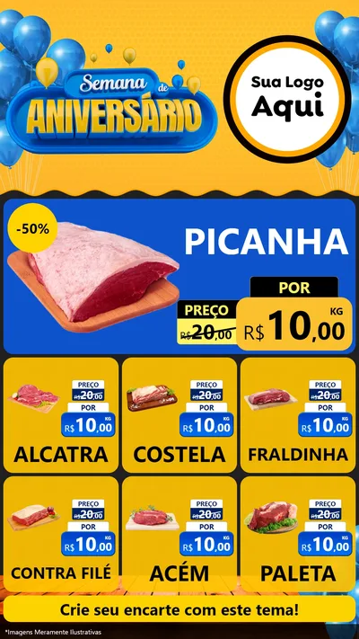 Modelo de Rede Social para Stories com o tema Semana de Aniversário para Açougue